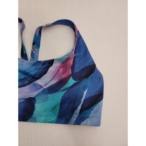 Athleta Crop Tank Top Womens Medium Removable Pads Sport Bra Multicolor - Picture 3 of 6